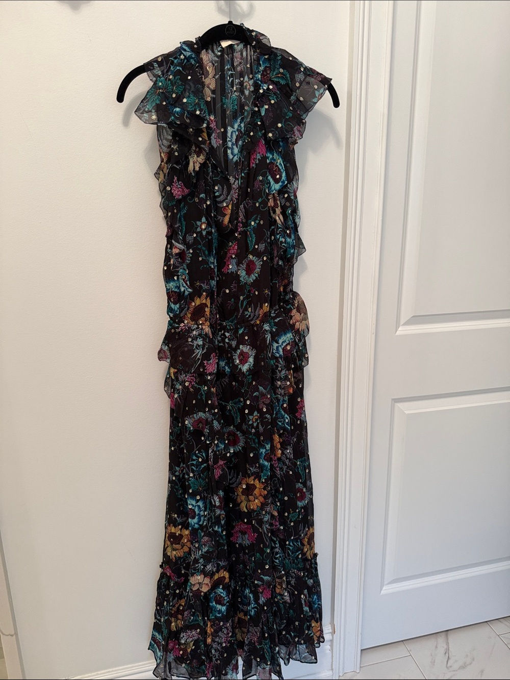 Silk Ulla Johnson floral Ruffled Maxi Dress - Picture 1 of 6